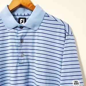 FootJoy Men's Golf Polo Shirt Blue Striped Medium